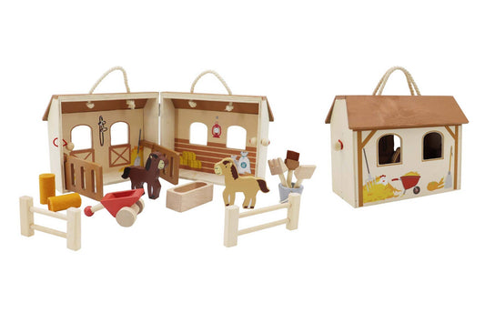 Wooden Horse Stable Play Set