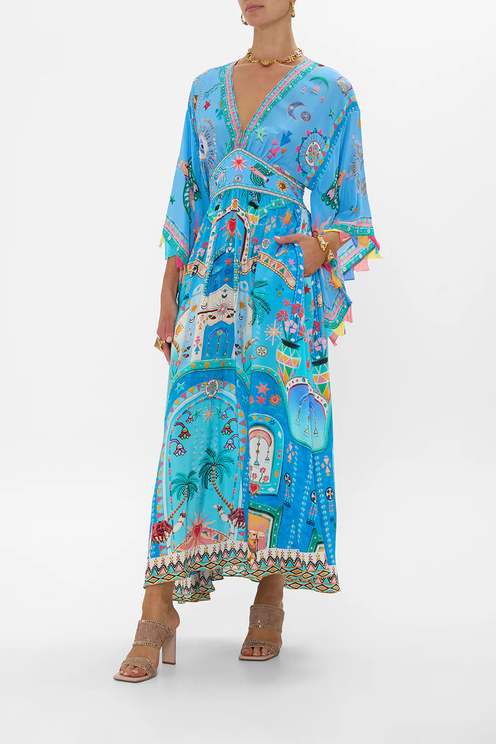 A Painted Village Waisted Dress Waisted Dress With Kimono Sleeve