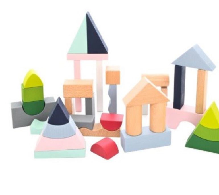 Wooden Building Blocks - 37 Piece