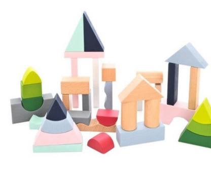 Wooden Building Blocks - 37 Piece