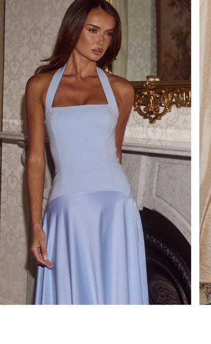 Odina Square Neck Maxi Dress - Sky Blue