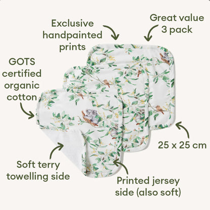 Eucalypt Organic Wash Cloths - 3 Pack