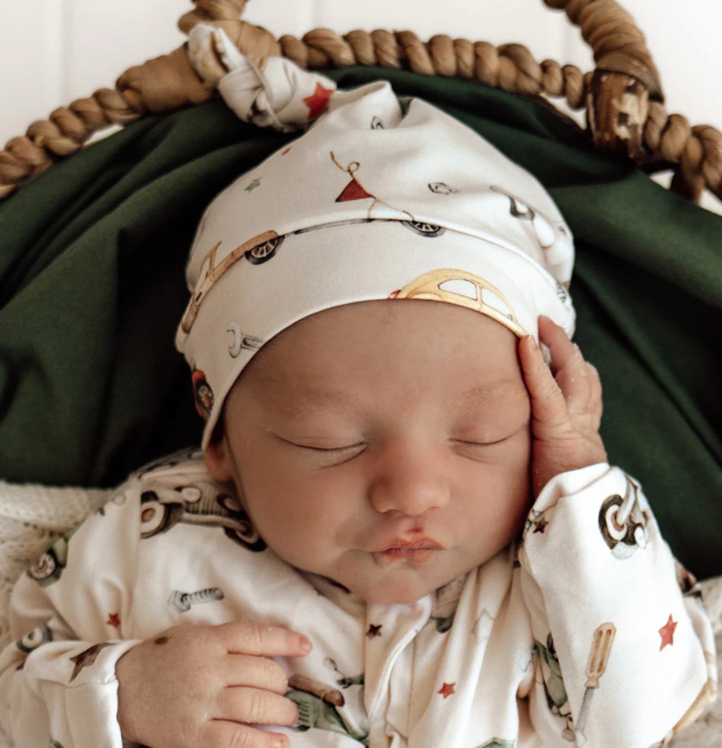 Vintage Cars Organic Knotted Beanie