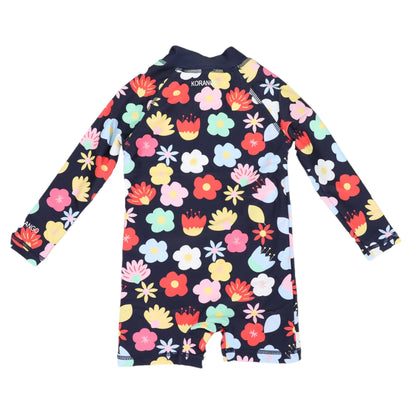 Flower Long Sleeve UPF50 Sunsuit - Navy 3Y