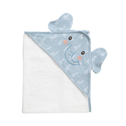 Organic Hooded Towel - Wild Safari/ Elephant
