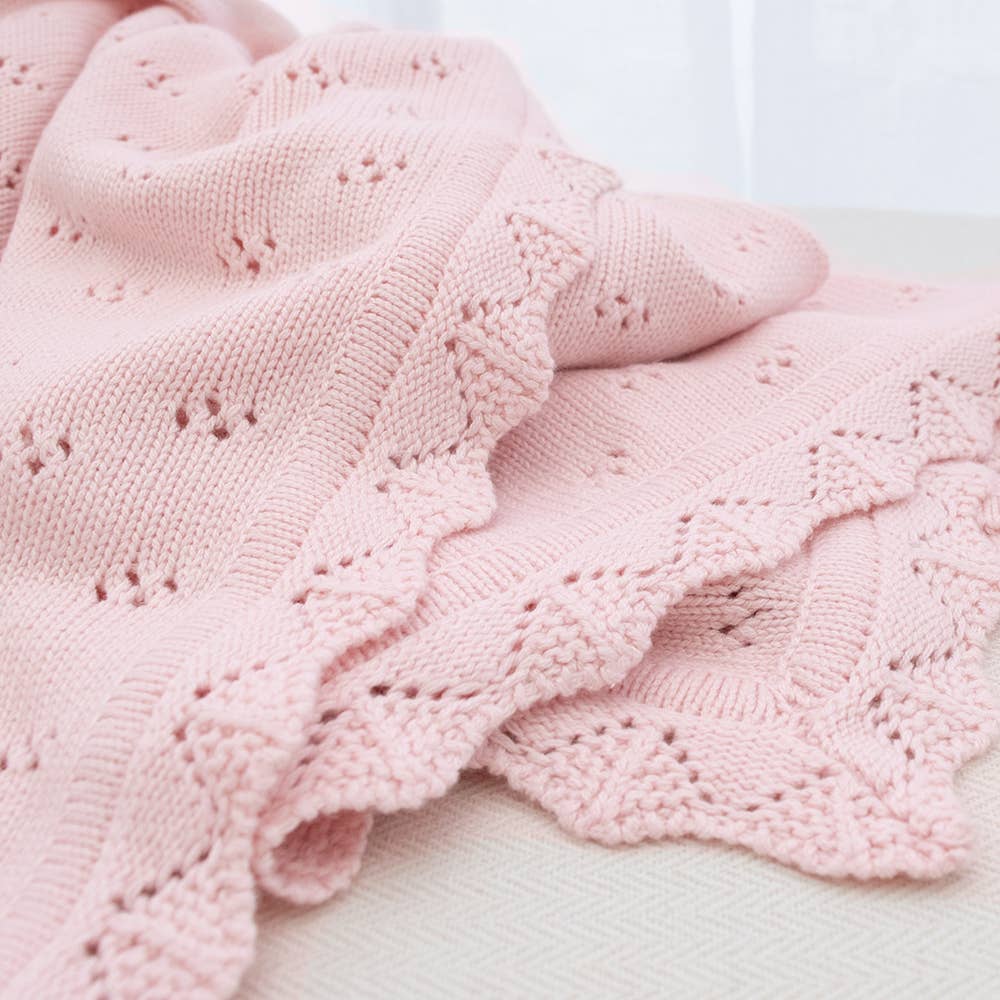 Bamboo/Cotton Heirloom Baby Blanket: Blush