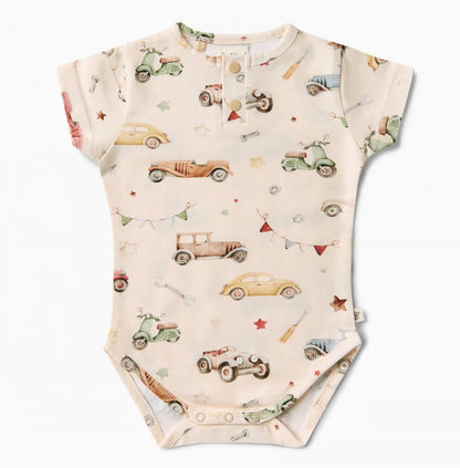 Vintage Cars Short Sleeve Organic Bodysuit