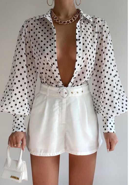 Fleetwood Blouse - White Polka