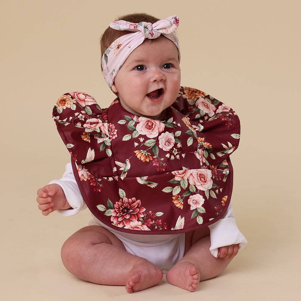 Floral Flutter Frill Snuggle Bib