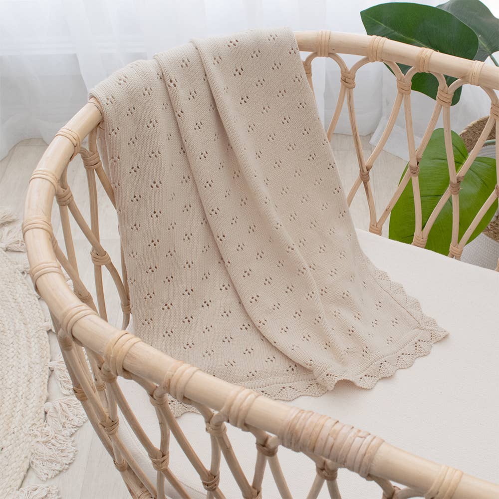 Bamboo/Cotton Heirloom Baby Blanket: Sand