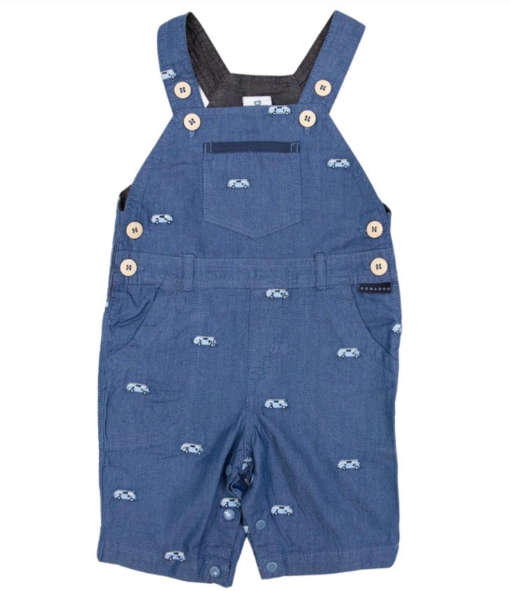 Kombi Van Embroidered Overalls - Blue