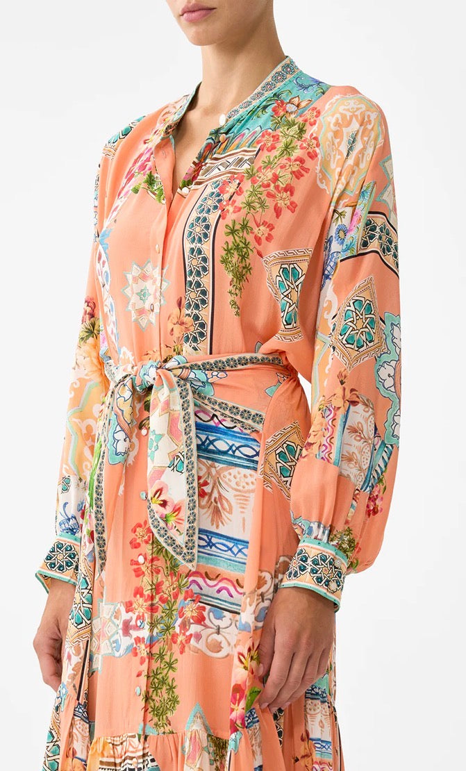 Tiered Shirtdress With Wide Waist Tie - Meet Me in Mallorca