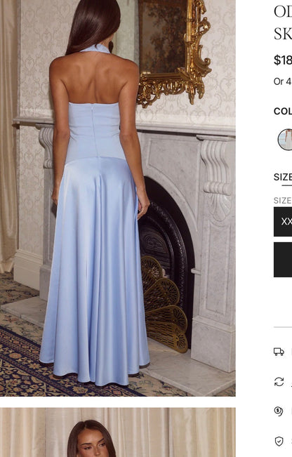 Odina Square Neck Maxi Dress - Sky Blue
