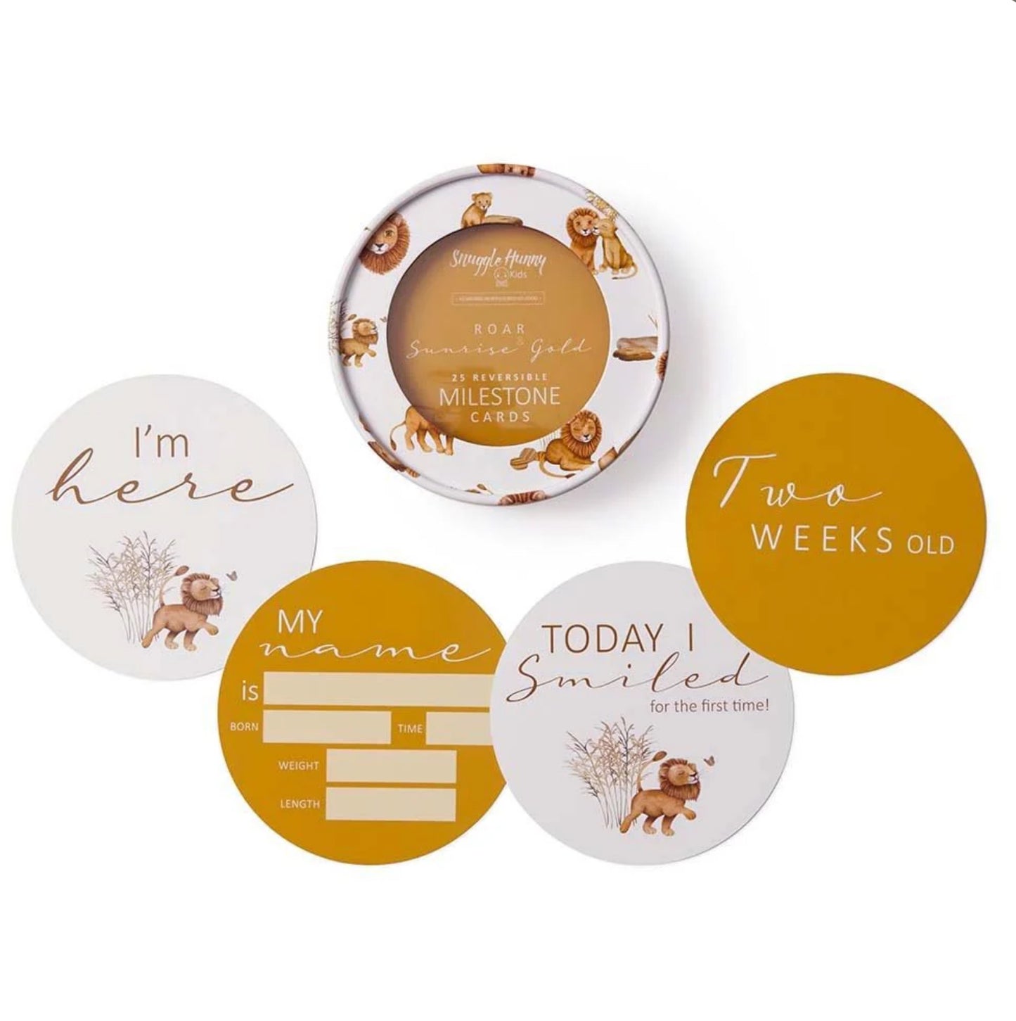 Lion & Sunrise Gold Reversible Milestone Cards