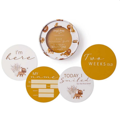 Lion & Sunrise Gold Reversible Milestone Cards