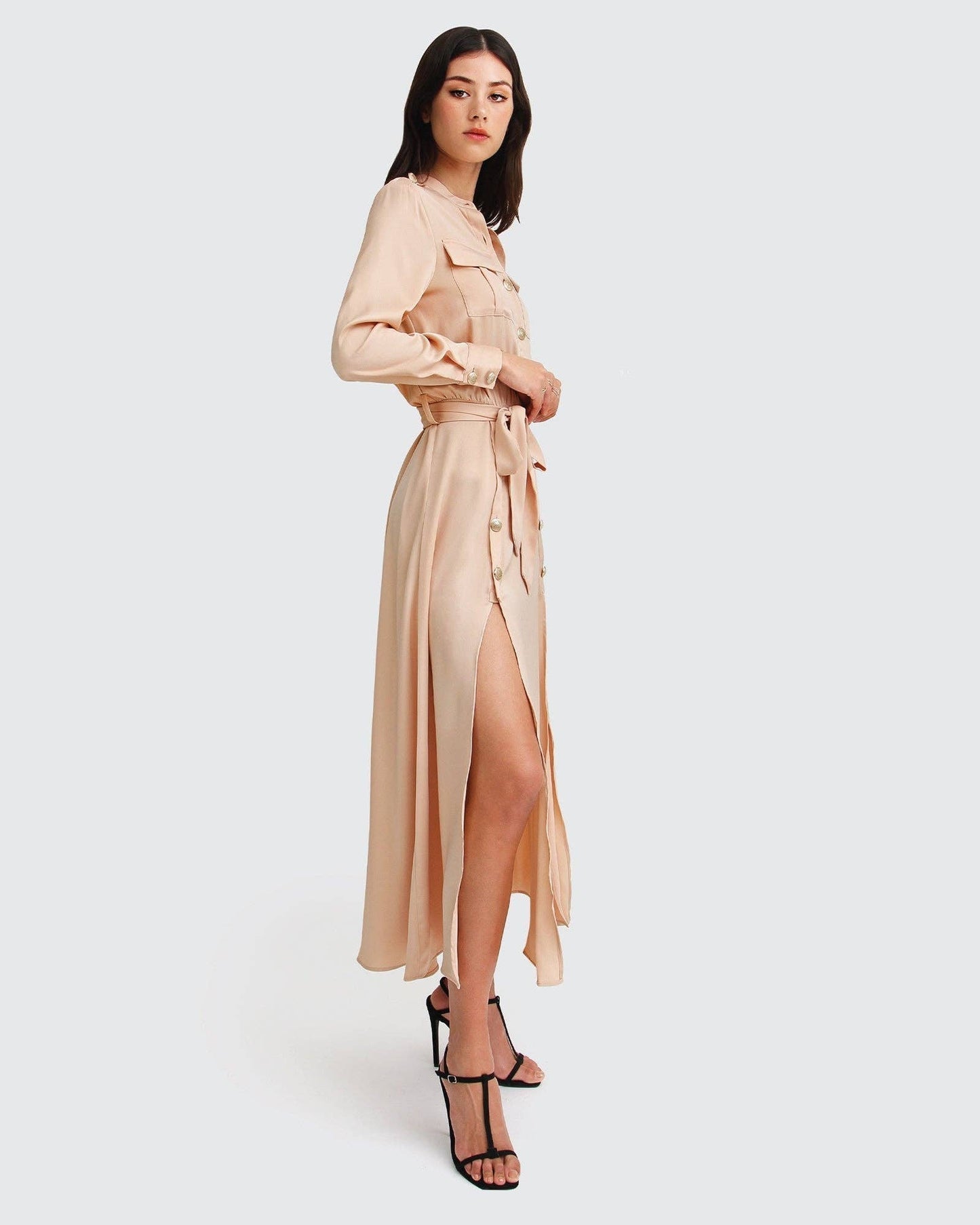 Lover To Lover Maxi Shirt Dress - Champagne