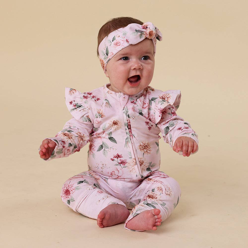 Birds & Blooms Organic Snugglesuit Convertible Romper with Frill