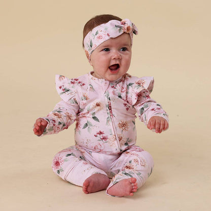 Birds & Blooms Organic Snugglesuit Convertible Romper with Frill