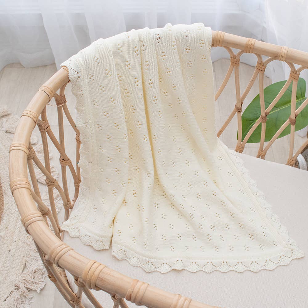 Bamboo/Cotton Heirloom Baby Blanket: Sand