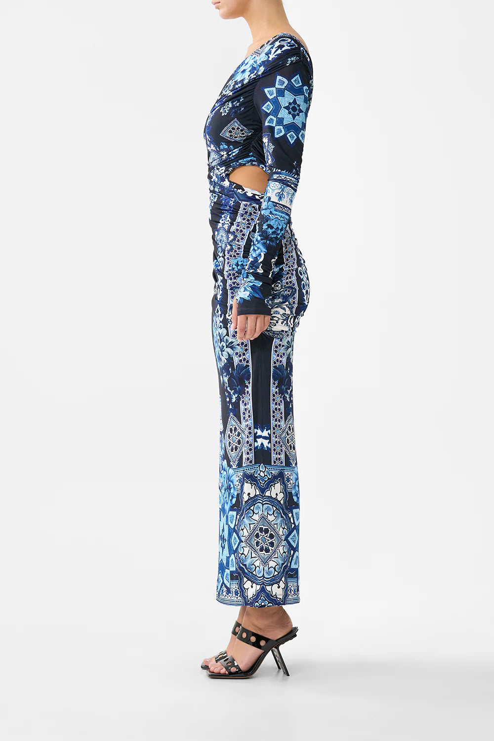 One Shoulder Jersey Cut Out Dress - A Tiled Wonderland