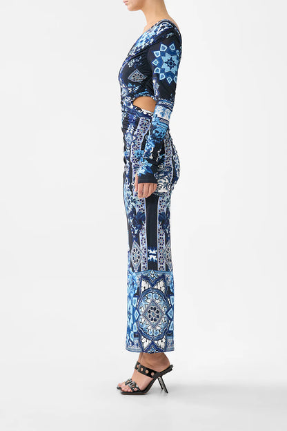 One Shoulder Jersey Cut Out Dress - A Tiled Wonderland