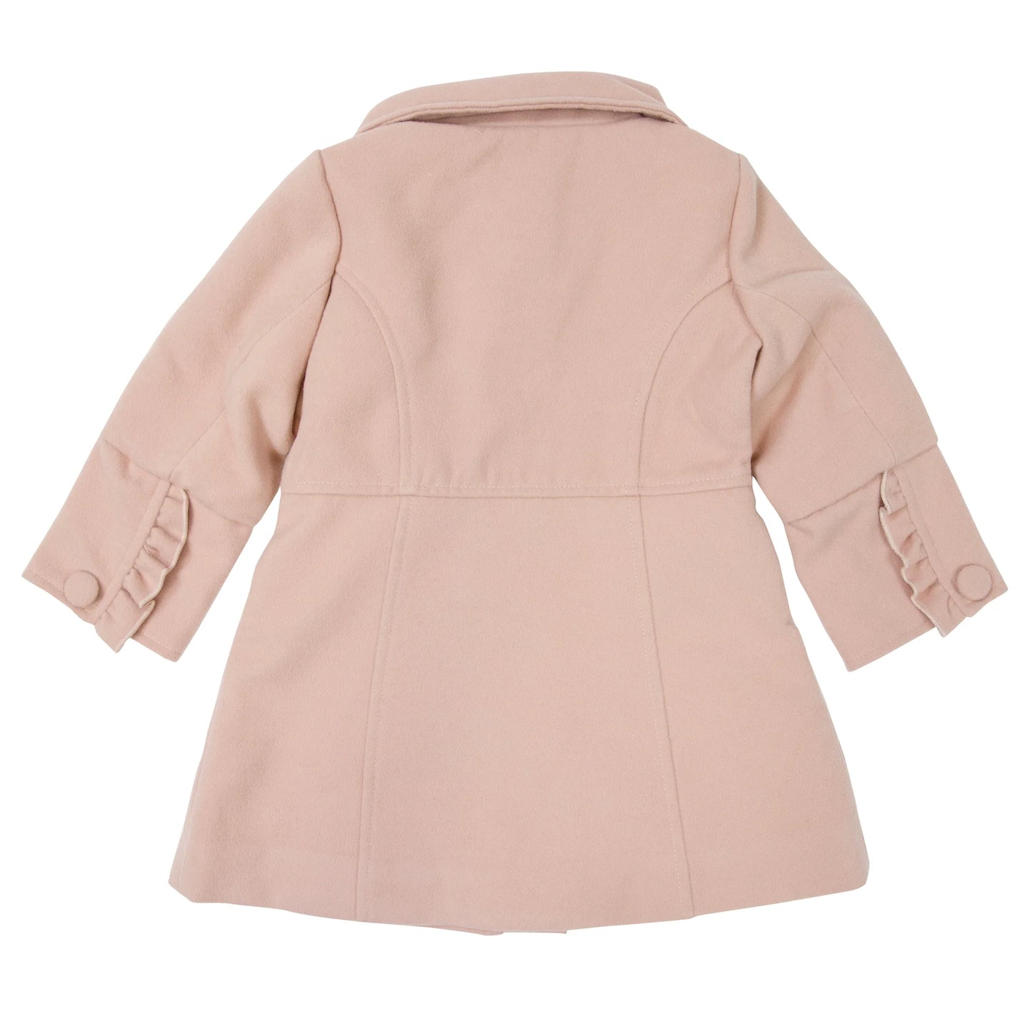 Frilled Collared Overcoat Faux Wool - Dusty Pink