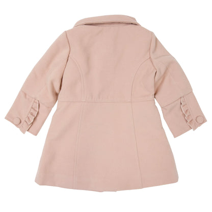 Frilled Collared Overcoat Faux Wool - Dusty Pink