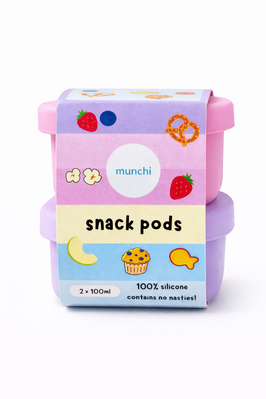Silicone Snack Pods - 2 Pack (mixed colours)