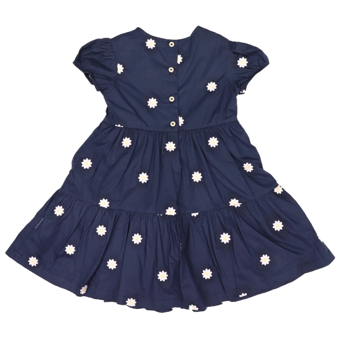 Flower Embroidered Dress - Navy