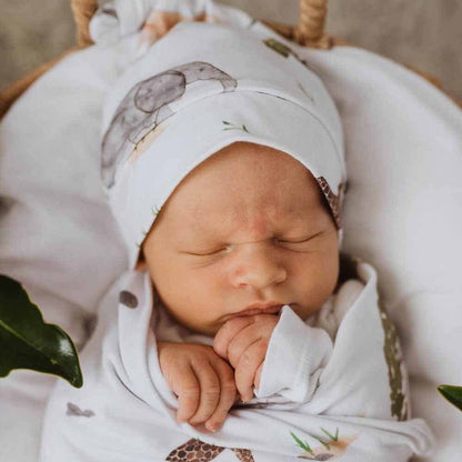Safari Baby Jersey Wrap & Beanie Set