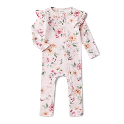 Birds & Blooms Organic Snugglesuit Convertible Romper with Frill