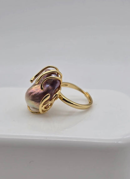 Amara Ring - 18K Gold with Freshwater Baroque Pearl