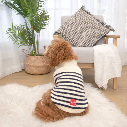 Stripe Cardigan - Navy/White Large