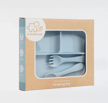 Silicone Feeding Set - Dusty Blue