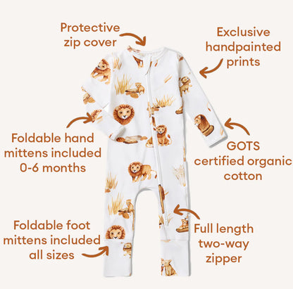 Lion Organic Snugglesuit Convertible Romper