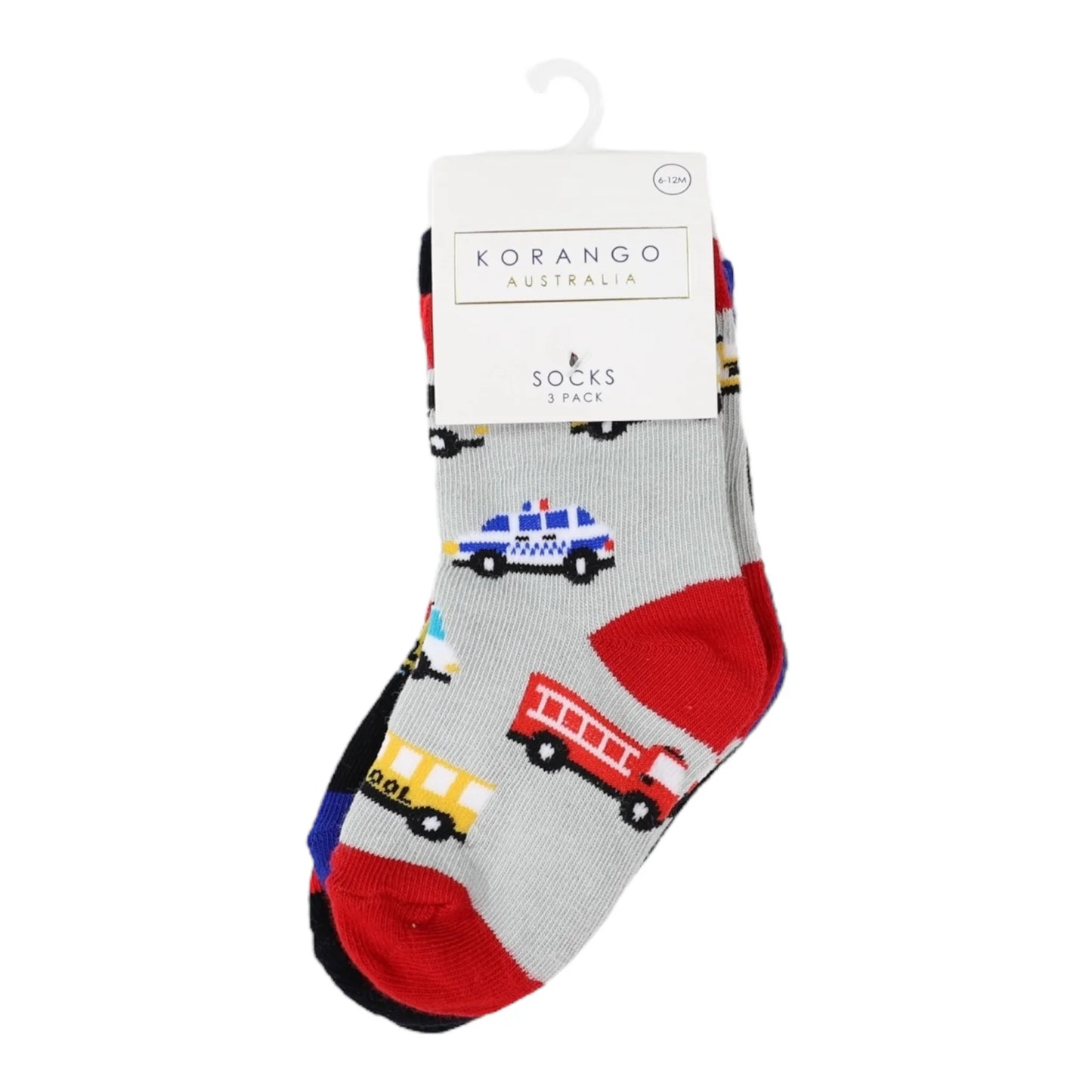 Cars & Dinosaurs Socks - 3 Pack Assorted