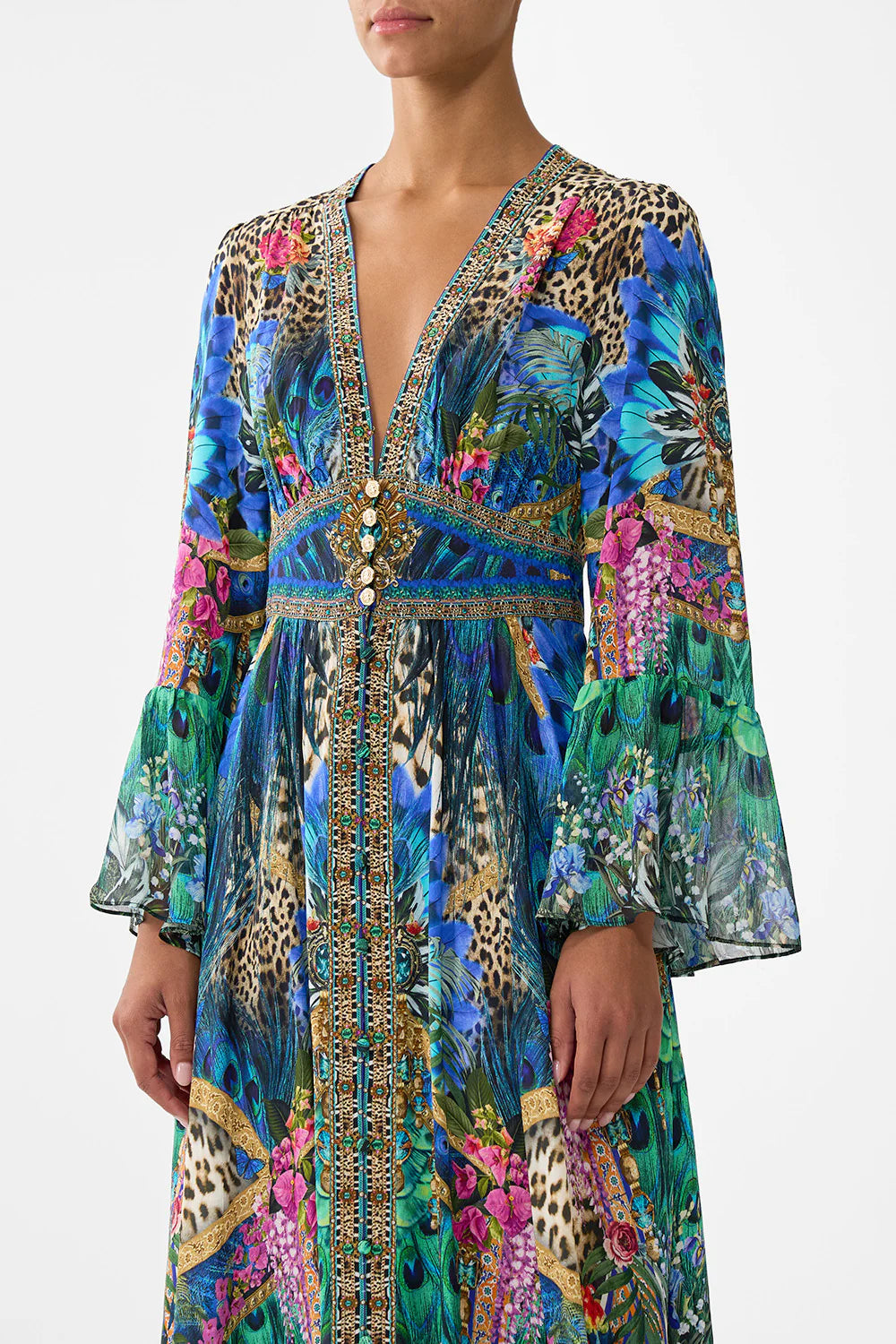 Shaped Waistband Dress With Ruffle Sleeve Animal Alchemy