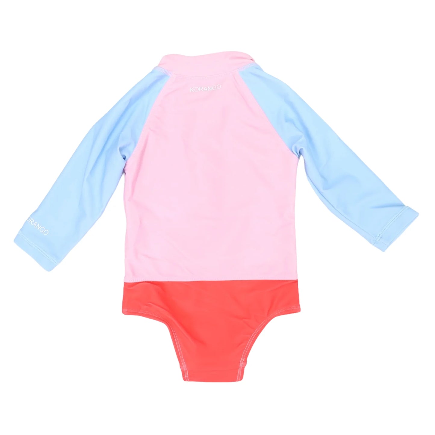 Contrast Long Sleeve UPF50 Swim One Piece - Pink 9-12M