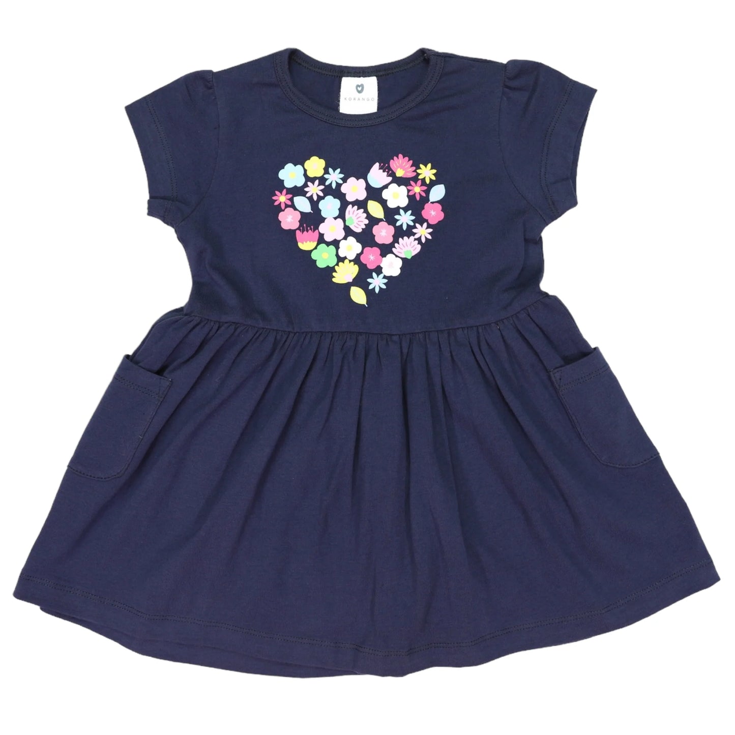 Navy Flower Heart Dress