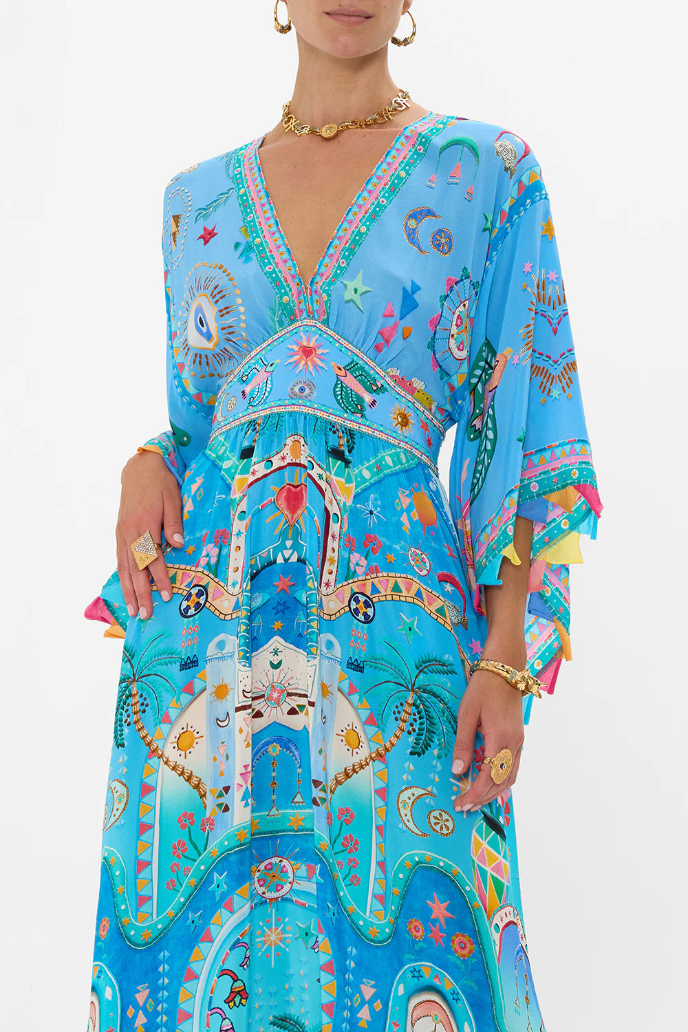 A Painted Village Waisted Dress Waisted Dress With Kimono Sleeve