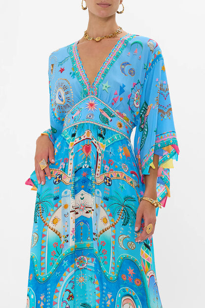 A Painted Village Waisted Dress Waisted Dress With Kimono Sleeve