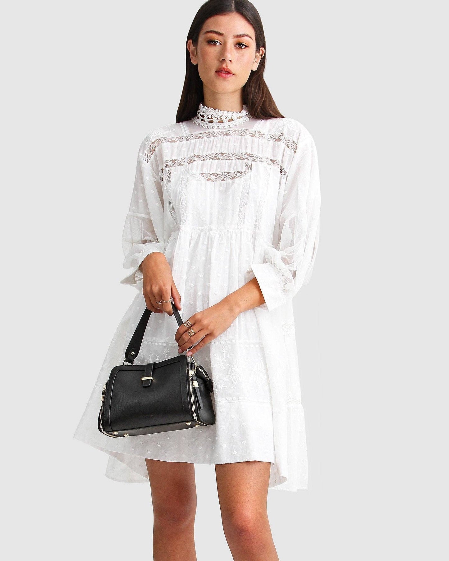 Unforgettable Oversized Lace Mini Dress - White