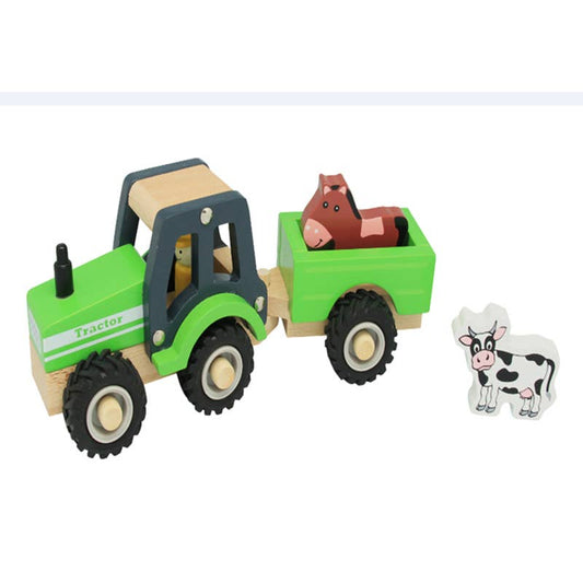 Wooden Farm Tractor With Trailer