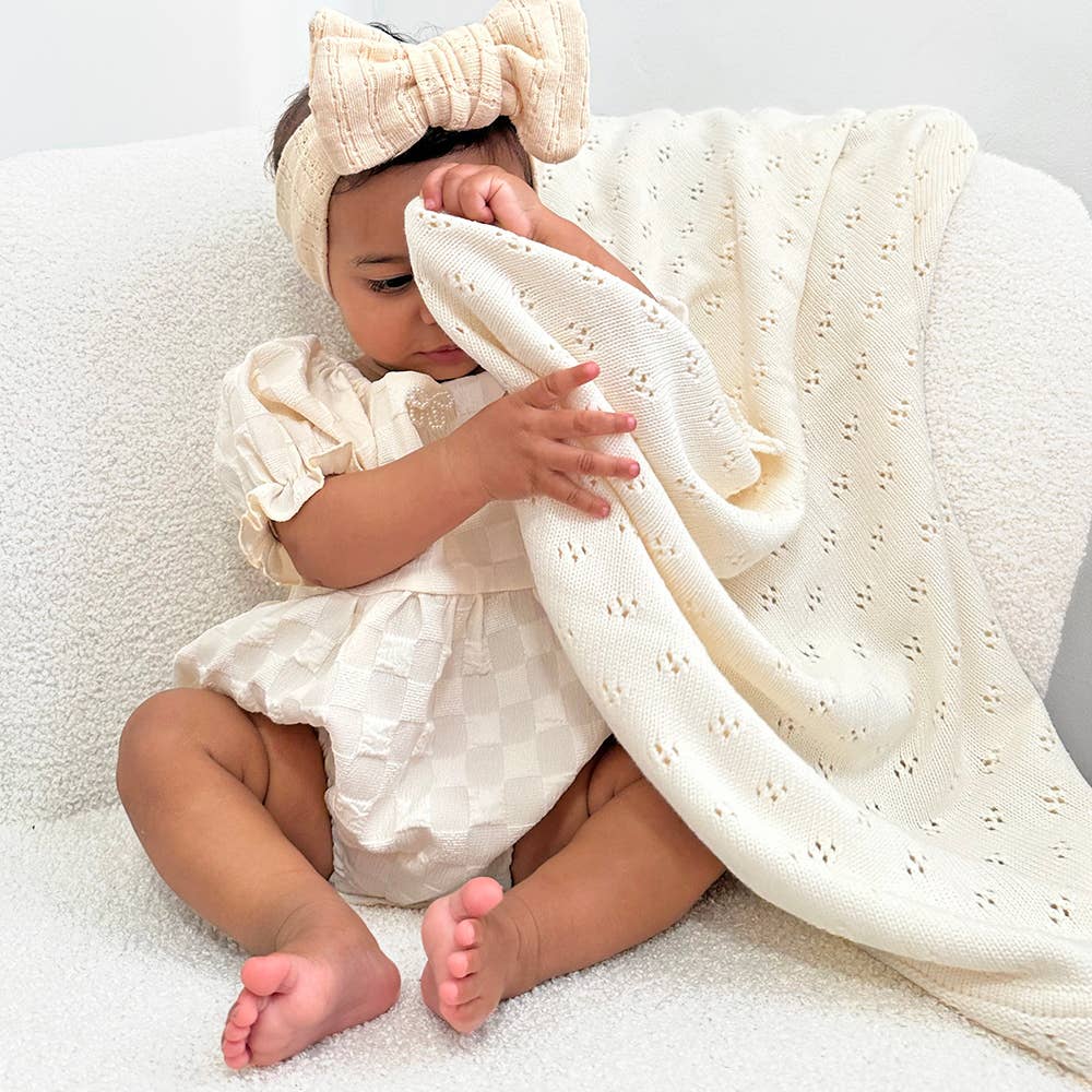 Bamboo/Cotton Heirloom Baby Blanket: Sand