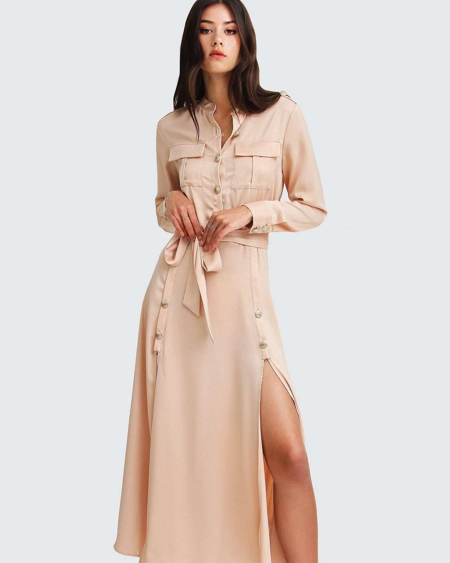 Lover To Lover Maxi Shirt Dress - Champagne