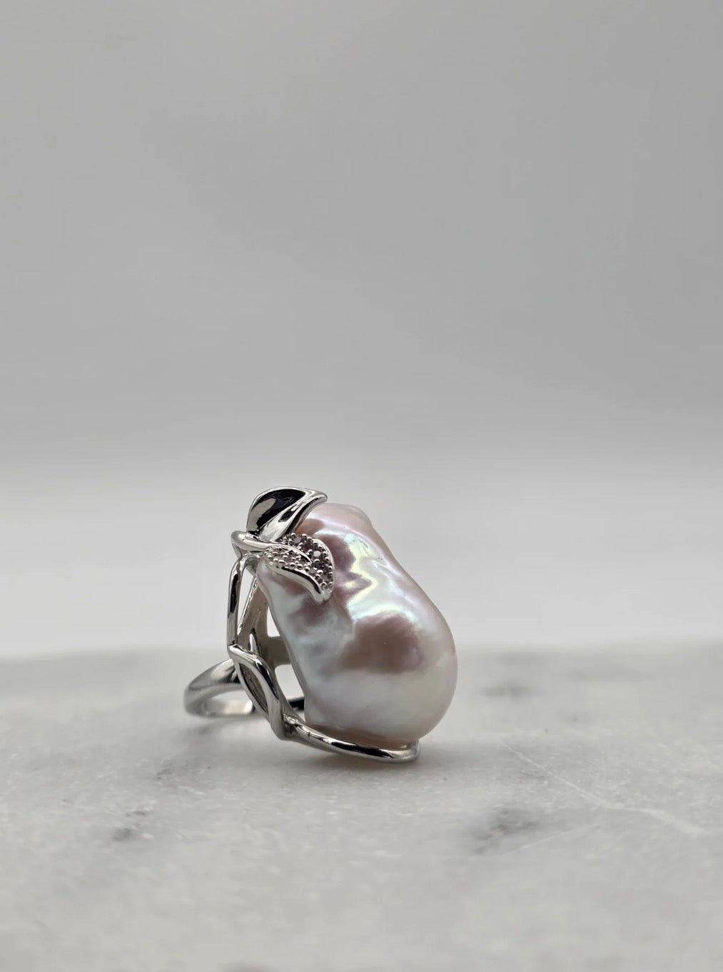 Jaspen Ring - Silver with Freshwater Baroque Pearl