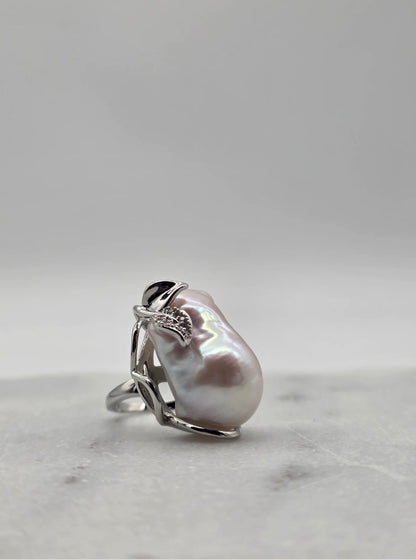 Jaspen Ring - Silver with Freshwater Baroque Pearl