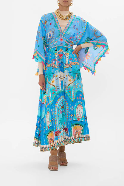 A Painted Village Waisted Dress Waisted Dress With Kimono Sleeve