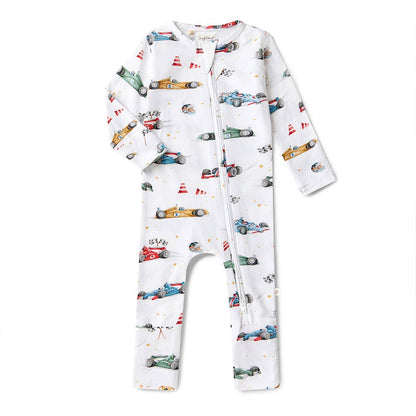 Little Racers Organic Snugglesuit Convertible Romper