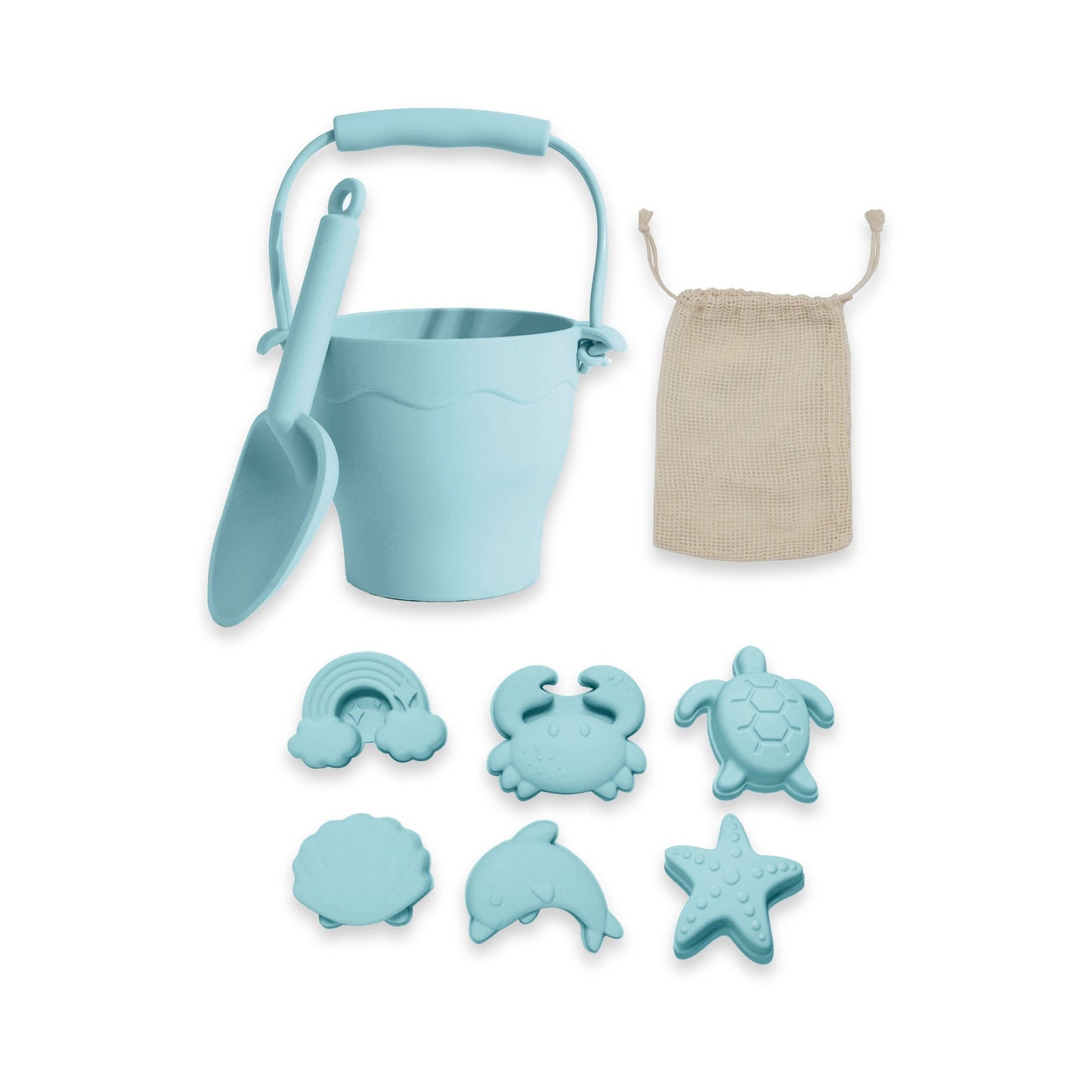 8pc Silicone Bucket Set - Light Blue